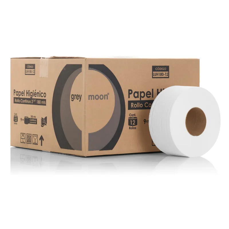 Papel higiénico 12 rollos 180 mts. 9 cm ancho.