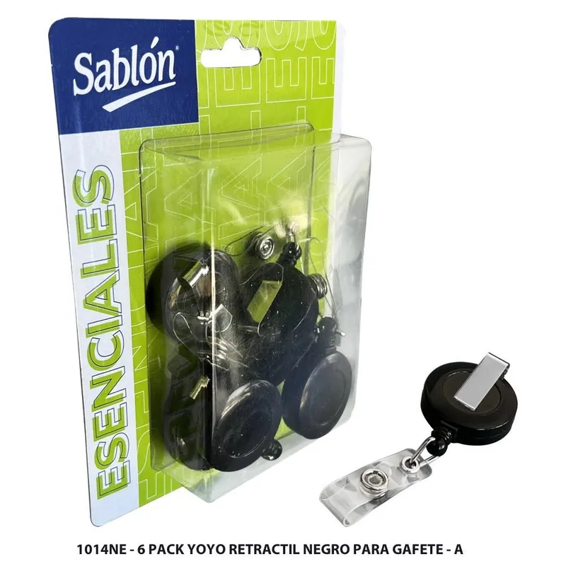 Negro para Gafete — 6 Pack Yoyo Retractil