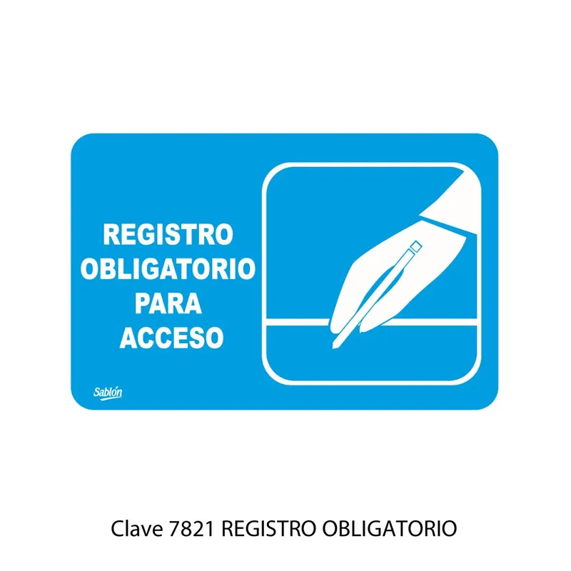 Señal de Registro Obligatorio — Placa Rígida Adherible Mediana — Visibilidad de 0 a 8 metros
