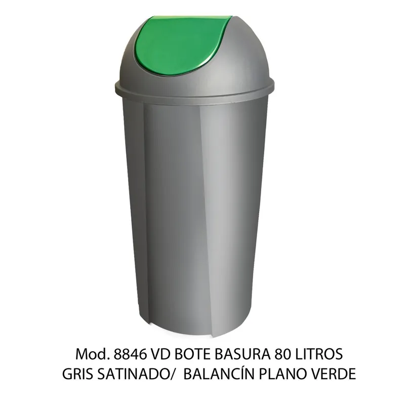 Bote de Basura Redondo Grande — 80 litros — Tapa tipo Balancín Liso