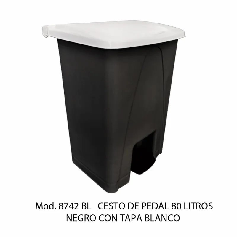Bote de basura grande de 80 litros — Con Tapa Blanco — Con Pedal