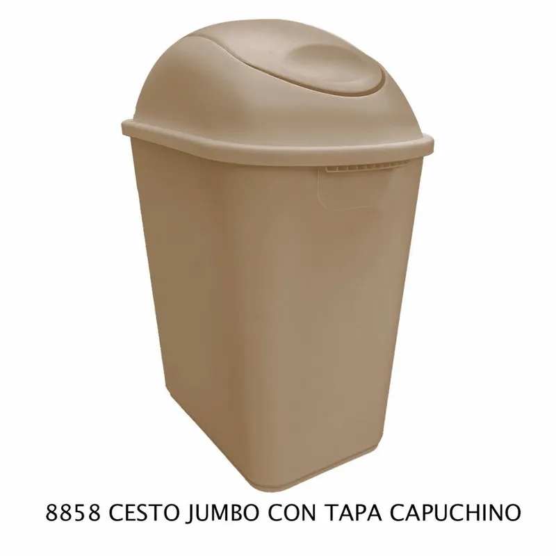 Bote de Basura Mediano Jumbo — 26 litros — Con Tapa Balancín Capuchino