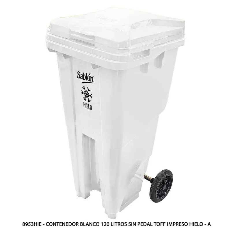 Contenedor Blanco 120 Litros sin Pedal — Impreso Hielo