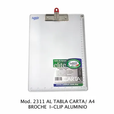 Tabla de Apoyo Tamaño Carta — Material Aluminio — Broche Metal