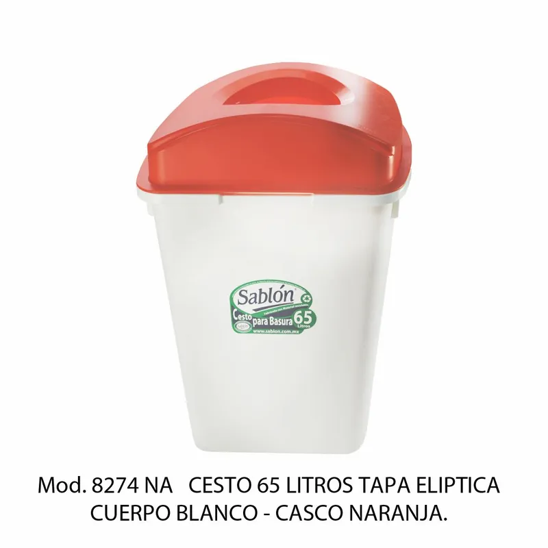 Bote de basura grande de 65 litros — Tapa Elíptica Naranja