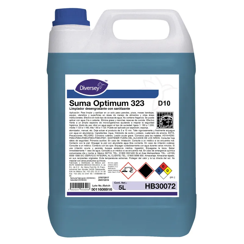 Limpiador Desengrasante Sanitizante Suma Optimum 323 Diversey HB30072 5L