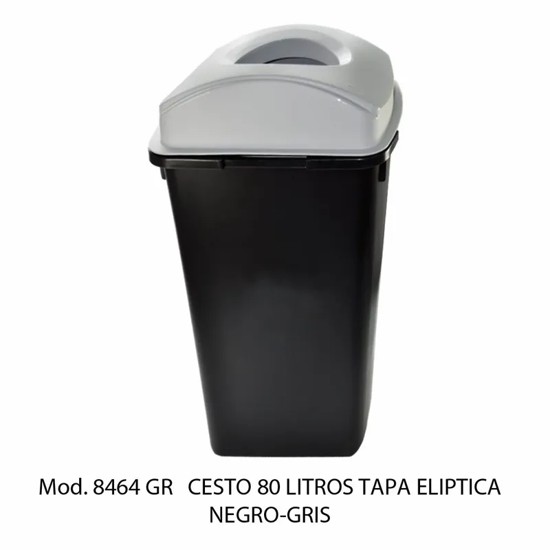 Bote de basura grande de 80 litros — Tapa Elíptica Gris