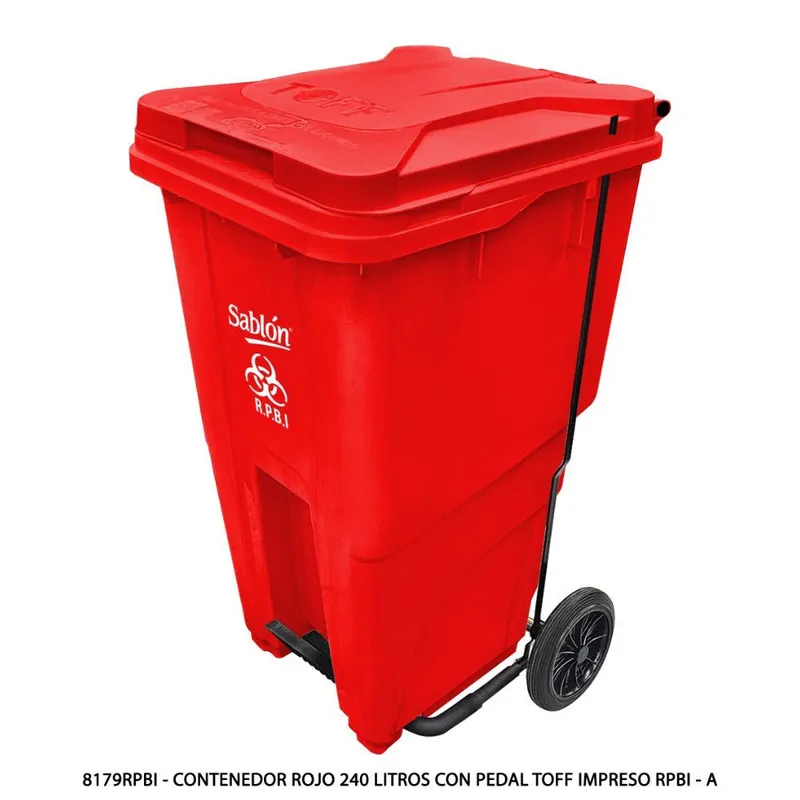 Contenedores para basura de 240 litros con pedal — Capacidad 240 litros — Rpbi