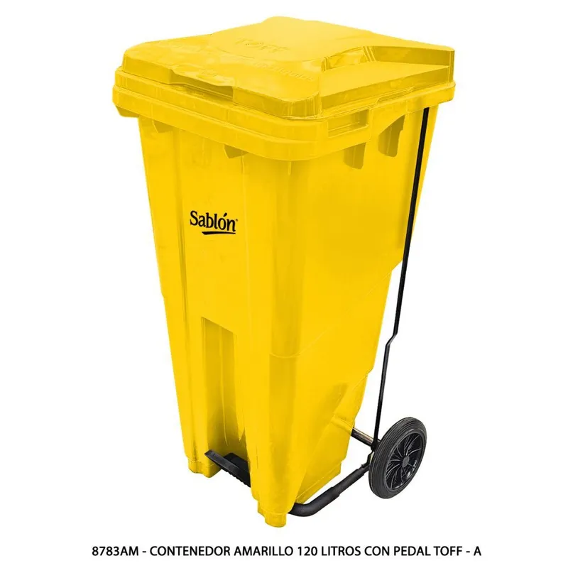 Contenedor para basura de 120 lts con pedal — Capacidad 120 litros