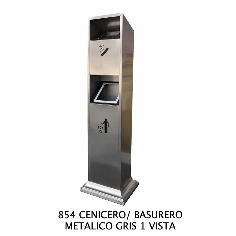 Cenicero y basurero metálico — 1 vista