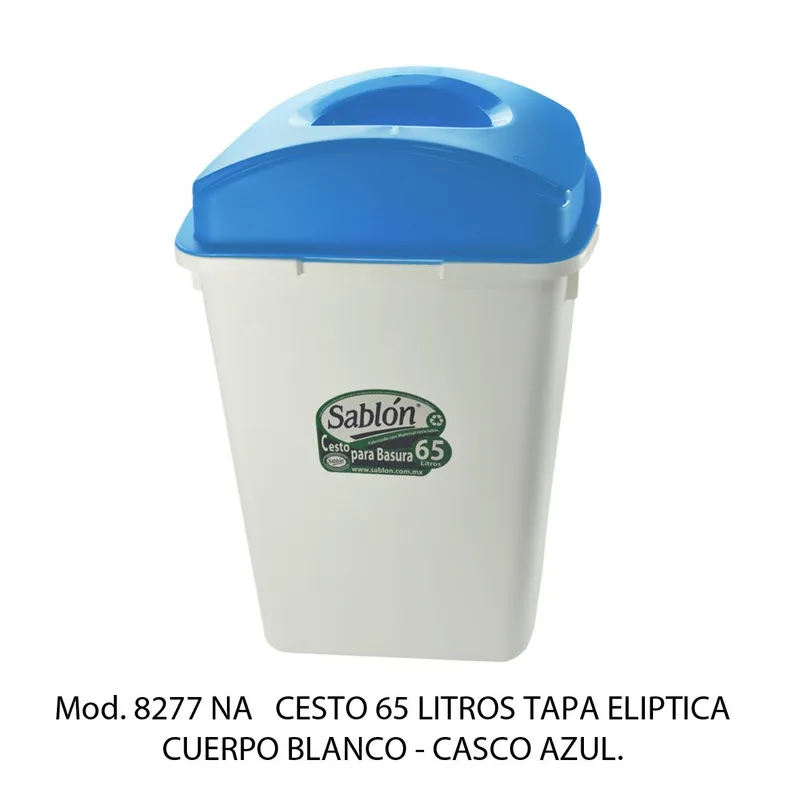 Bote de basura grande de 65 litros — Tapa Elíptica Azul