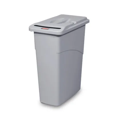 Contenedor Slim Jim® con tapa para documentos confidenciales, 87 L / 23 Gal, Gris