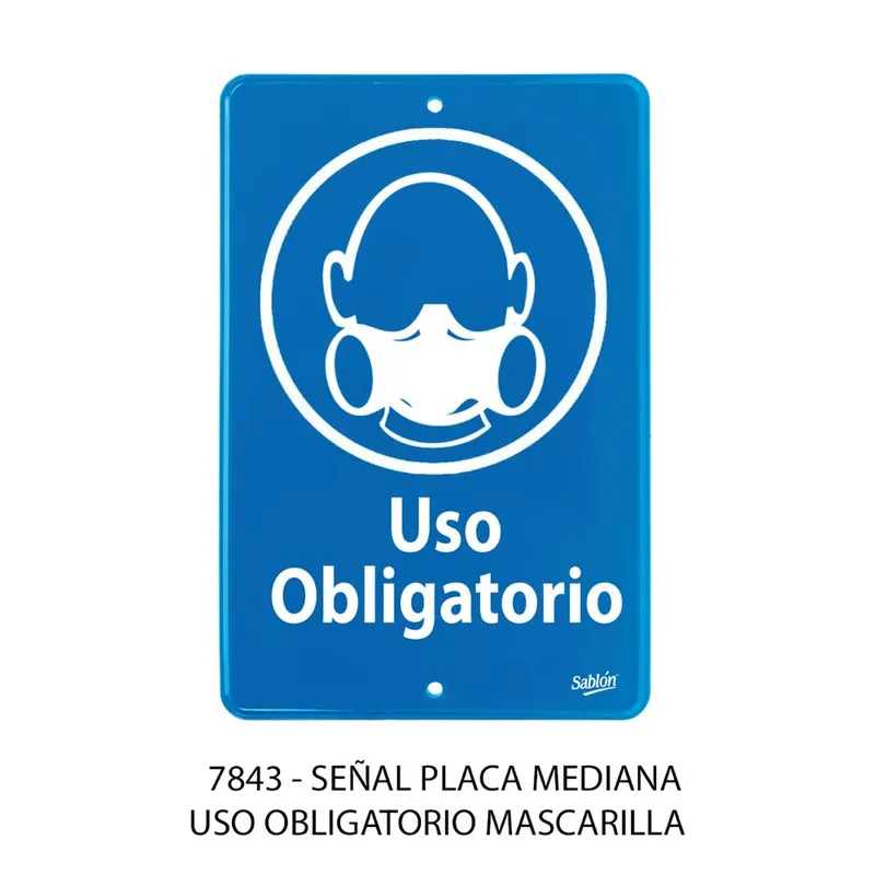 Señal de uso obligatorio — Placa Rígida Autoadherible Mediana — Visibilidad de 0 a 8 metros