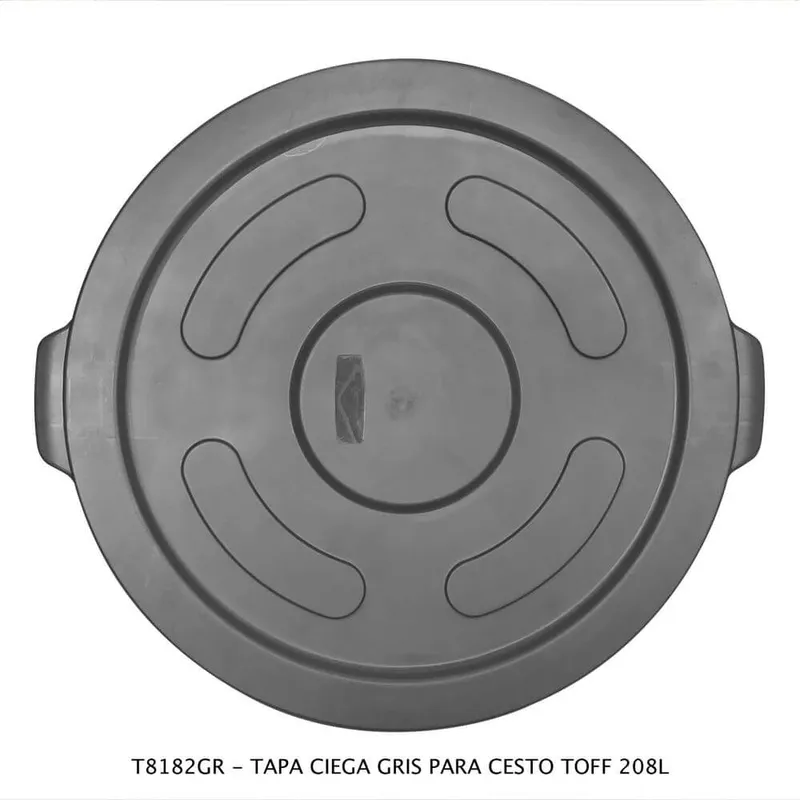 Super lisa y fácil de limpiar — Tapa Gris Ciega para bote TOFF 208 Litros — Hecho de plástico durable y resistente