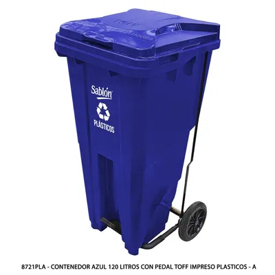 Contenedor Azul 120 Litros con Pedal — Impreso Plasticos