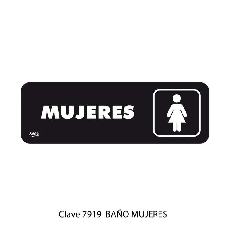 Señal de Baños Mujeres — Placa Rígida Autoadherible — Visibilidad de 0 a 5 metros