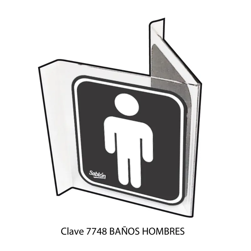 Señal de Baños Hombres — Señal Triangular para Pasillo — Visibilidad de 0 a 6 metros — Elite 180º