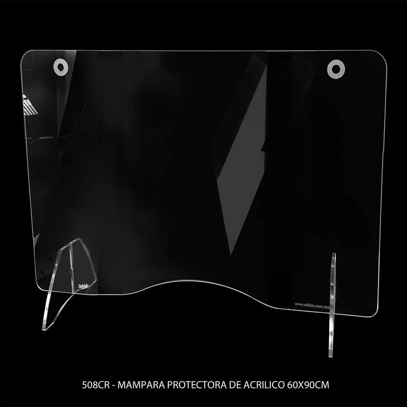 Mampara protectora de acrílico 60×90 — Mampara de acrílico de 3mm — Espesor de las patas: 6mm