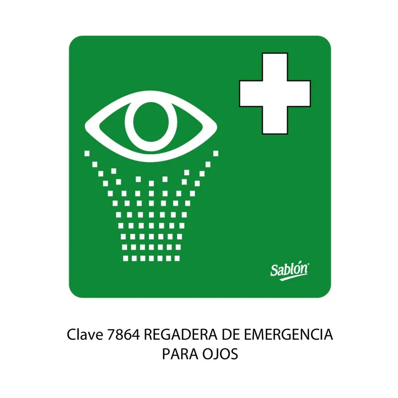 Señal de regadera de emergencia para ojos — Póster de Aviso en Lámina de Estireno — Visibilidad de 0 a 16 metros