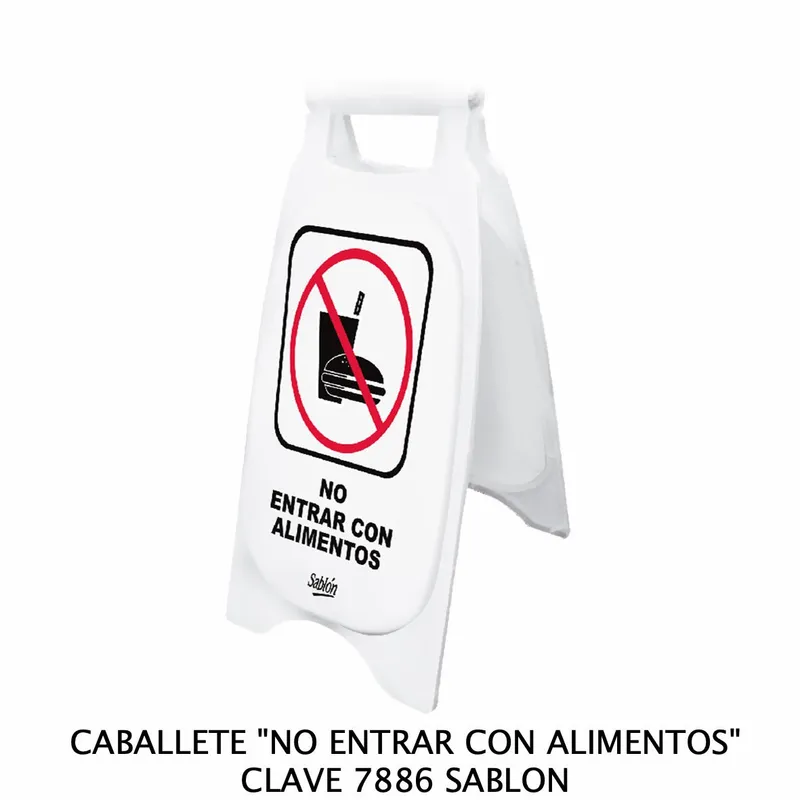 Caballete de Plástico Rígido — Señal: No Entrar con Alimentos