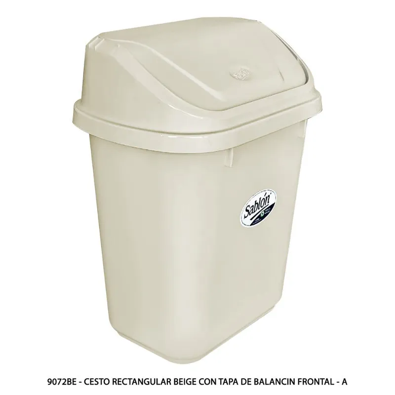 Bote de Basura Rectangular — Con Tapa de Balancin Frontal