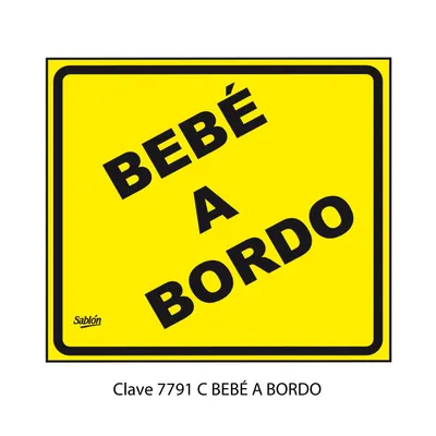 Señal de Bebé A Bordo — Señal de Vinil Adherible — Visibilidad de 0 a 5 metros