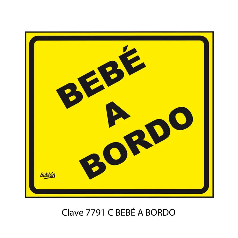 Señal de Bebé A Bordo — Señal de Vinil Adherible — Visibilidad de 0 a 5 metros