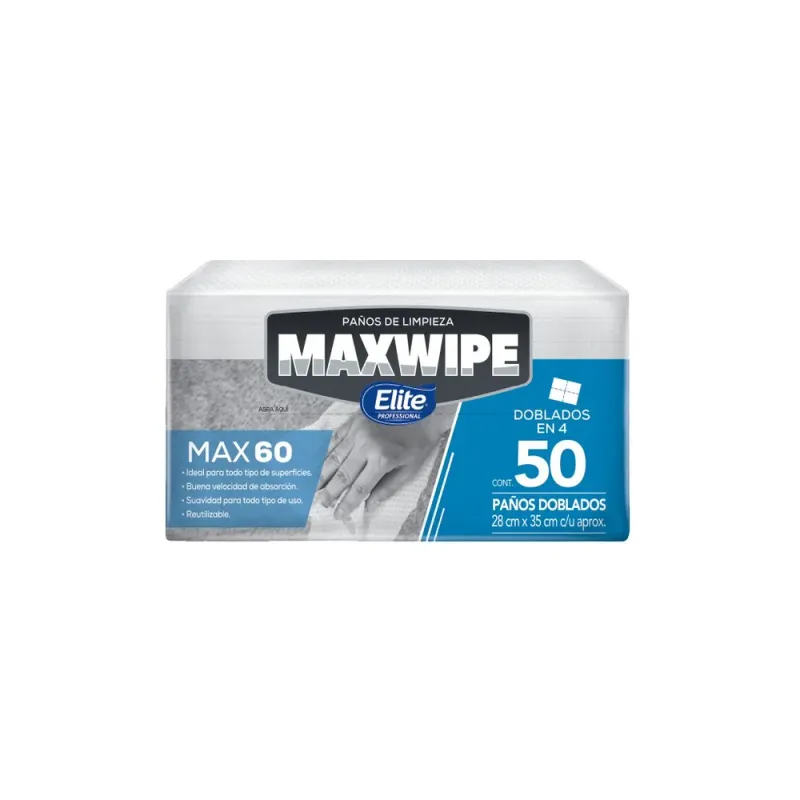Maxwipe Elite X60 Paños de Limpieza Doblados 28x35cm