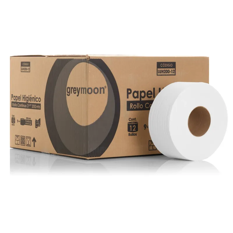 Papel higiénico 12 rollos 200 mts. 9 cm ancho.