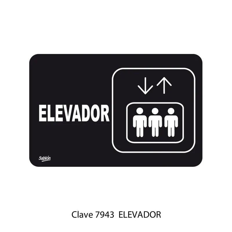 Señal de elevador — Placa Rígida Autoadherible Mediana — Visibilidad de 0 a 8 metros