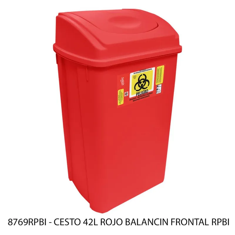 Bote de Basura — para residuos biológicos peligrosos e infecciosos — 42 litros — con Balancín Frontal