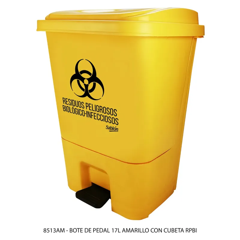 Bote de basura de pedal de 17 litros — 43 x 31.5 x 28.6