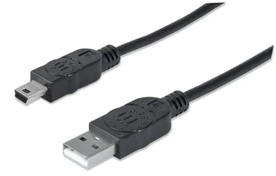 Cable Manhattan USB V2.0 A-Mini B 1.8M negro (para cámaras) cable mini