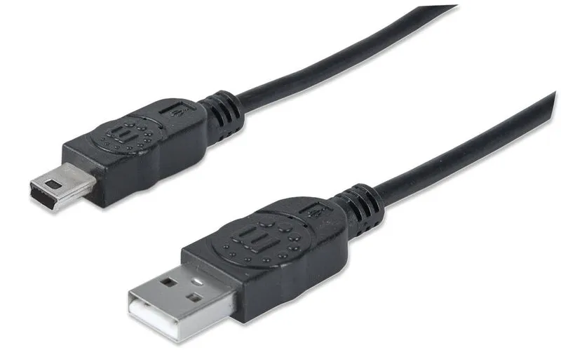 Cable Manhattan USB V2.0 A-Mini B 1.8M negro (para cámaras) cable mini